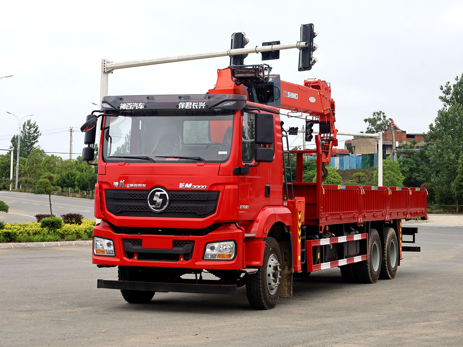 陜汽德龍新M3000后雙橋上裝石煤12噸直臂式吊機