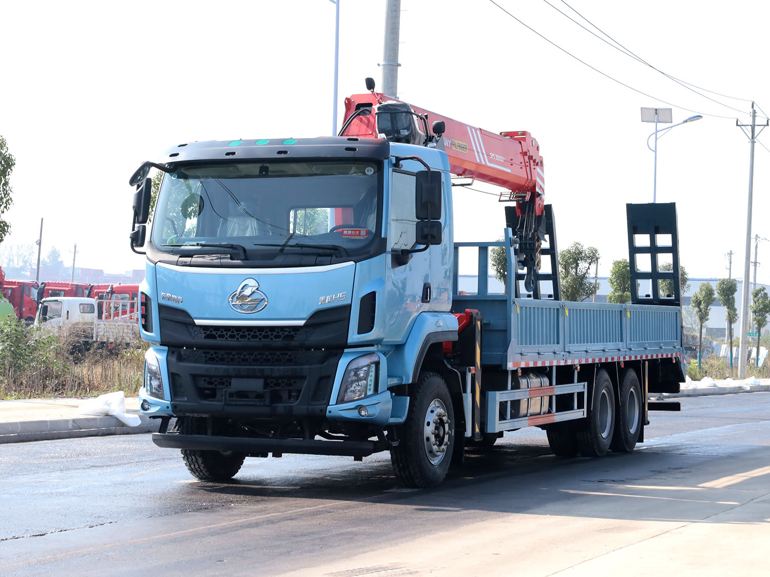 東風柳汽乘龍H5后雙橋上裝三一12噸直臂吊機（pro新款，帶爬梯）